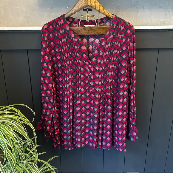 Terra & Sky Plus Size Pink and Black Geometric Blouse size 1X - Picture 1 of 11